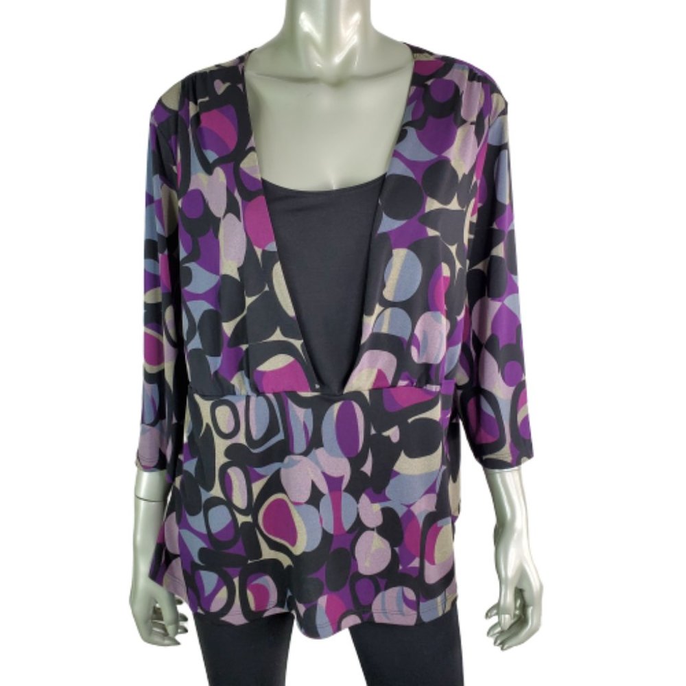 Briggs New York Womens Purple Top Plus Size 2X